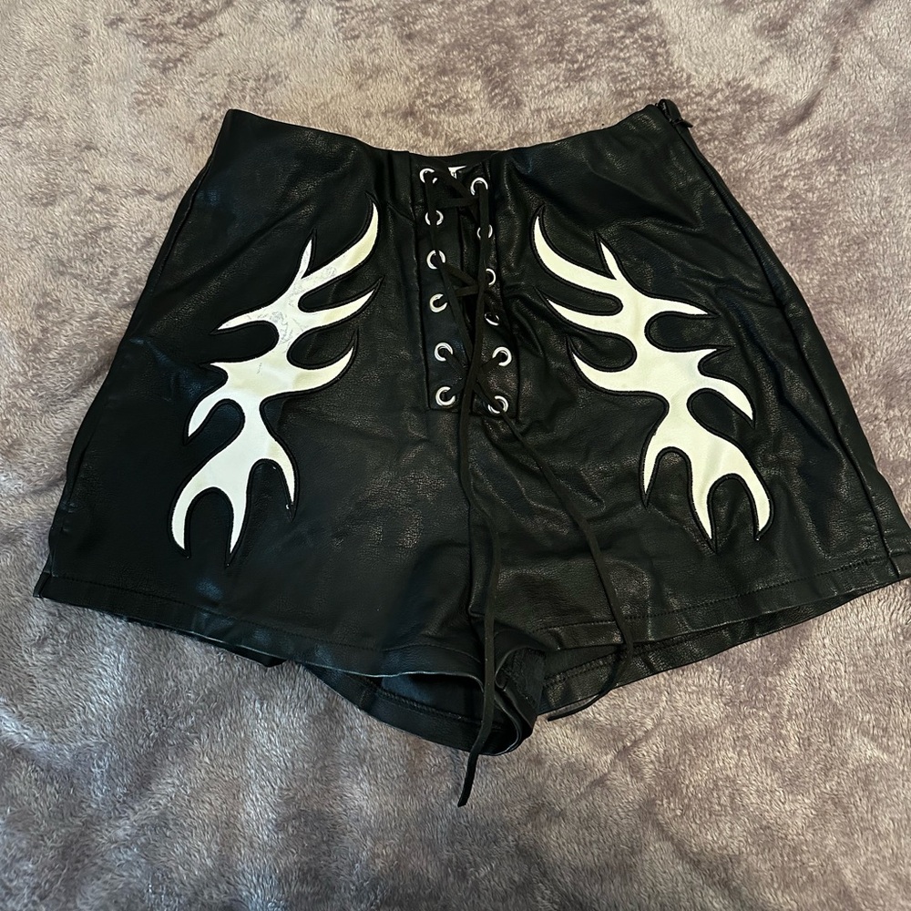 12th Tribe Danica Black Vegan Leather Shorts